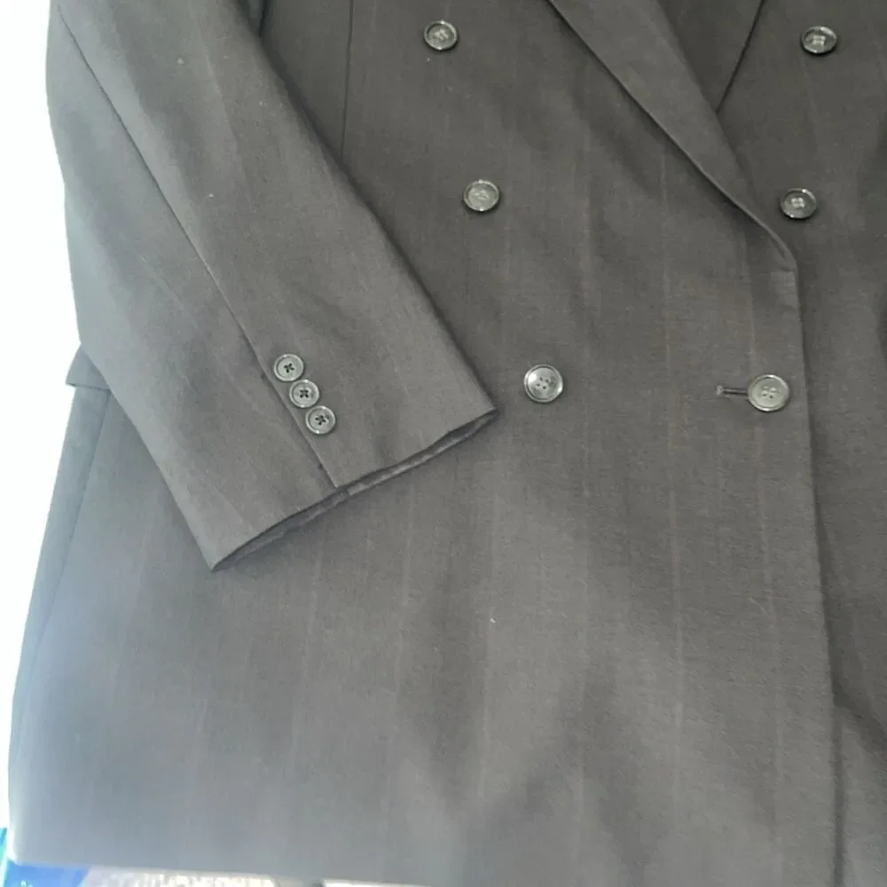 Scaasi Men’s 100% Wool Lined Gray StripeDouble Breasted Suit Jacket Size 48 Long - Picture 3 of 9